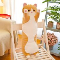 45-115 cm ilgio katės pliušinė pagalvė, minkšta kimštas kačiuko lėlė, miegamojo pagalvėlė, apkabinamas miego pagalvės žaislas 45cm