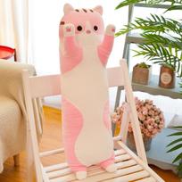 45-115 cm ilgio katės pliušinė pagalvė, minkšta kimštas kačiuko lėlė, miegamojo pagalvėlė, apkabinamas miego pagalvės žaislas 45cm beige