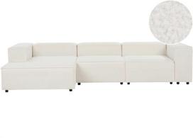 Beliani Modulinė 4 vietų kampinė sofa ARDAL Boucle, laužyta balta, dešinės pusės