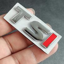 3D Metalinis Logotipas TSI Raidės Automobilio Bagažinės Ženklelis VW TSI Lipdukas Priedai 1PCS gray