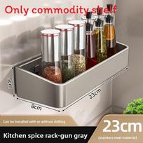 Modern Kitchen Wall Mount Spice Rack With Stainless Steel Shelves For Home Use 23cm Gray black
