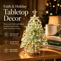 Mini karoliukų stalo Kalėdų eglutės rankų darbo rinkinys (įskaitant spalvotus perlamutro karoliukus) - Pasidaryk pats mažas kalėdinės eglutės papuošalas, šviesos girlianda nepridėta
