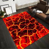 3D red lava volcano pattern printed flannel non-slip carpet, suitable for bedroom, living room, home decor 70x100cm( 27x39in )