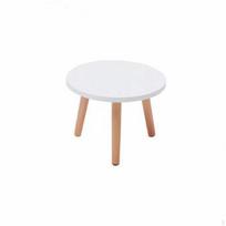 Gėlių vazono laikiklis, tvirto medžio, apvalus augalo stovas, minimalistinio dizaino, medinis, svetainei Natural Wood_White Desktop No.1 white