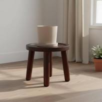 Gėlių vazono laikiklis, tvirto medžio, apvalus augalo stovas, minimalistinio dizaino, medinis, svetainei Mahogany_No.2