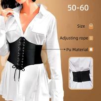 Moteriški korsetai, formuojantys kūną, seksuali plati odinė juosta, kumberbandai, dirželiai, moteriški diržai, korsetai ir biustje liekninantys aukštu liemeniu One Size juoda