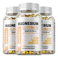 Magnio Glicinatas 400mg su Vitaminu B6 ir D3 120 Kapsulių — Raumenų Palaikymas, Kaulų Sveikata, Kasdienė Gerovė 120*3