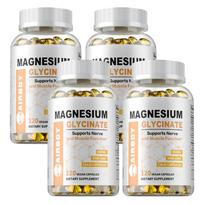 Magnio Glicinatas 400mg su Vitaminu B6 ir D3 120 Kapsulių — Raumenų Palaikymas, Kaulų Sveikata, Kasdienė Gerovė 120*4