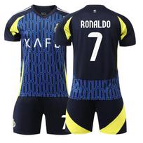 Al-Nassr Away Jersey 7 Ronaldo Soccer Kit Teens Kids Adults Training Shirt with Socks 24/25 3XL