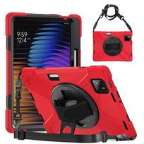 Shockproof Case For Xiaomi Pad 8/7 Pro 11.2 inch 6/5 11  Kids Safe Stand Strap Tablet Cover For Redmi Pro /POCO Pad 12.1 Xiaomi Pad 8  8Pro raudona