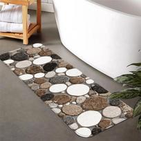 Neutral Tones Cobblestone Pebble Print Runner Rug, Non-Slip Washable Durable Mat for Entryway, Bathroom, Hallway  Nature Home 40x120CM-16x47in gray