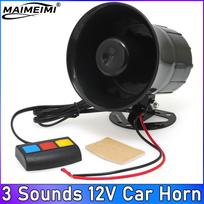3 Sounds Horn 110dB Warning Alarm Fire Siren Horn Speaker 12V 3 Tone Sound Loud Car Horn Motorcycle Warning Alarm Loud CH0018 black