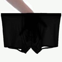 Ice Silk vyriški apatiniai šilkinis vidurinis juosmuo plokščiu kampu permatomas vasaros seksualus kvėpuojantis U išgaubtas itin plonas bokseris XL juoda