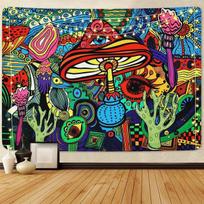 Hipiška Grybo Gobelenas Psichodeliniai Akys Gobelenai Trippy Jūros Povas Bohemiškas Sienų Dekoras Abstraktus Vandenyno Paplūdimio Rankšluostis 150x100cm red