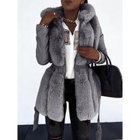 CHEST Young Fashion Universalus įžymybės lapės kailinis Elegantiškas moteriškas rudens žiemos striukė Moteriškas paltas Prabangus vakarėlis Street Band paltas S pilka spalva