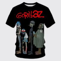 Roko grupė Gorillaz 3D spauda vyriški/ moteriški kasdieniai madingi marškinėliai apvaliu kaklu, vaikiški marškinėliai trumpomis rankovėmis, vasariniai didelio dydžio unisex drabužiai L gray