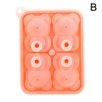 4 tinklelis 3D mažo meškiuko formos ledo kubelio silikoninės formos bloko formos Buitinės ledo ledo ledo dėžutės DI G8H9 pink-one-size
