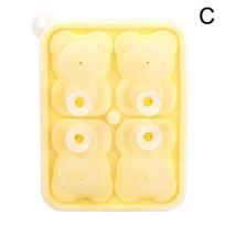 4 tinklelis 3D mažo meškiuko formos ledo kubelio silikoninės formos bloko formos Buitinės ledo ledo ledo dėžutės DI G8H9 yellow-one-size