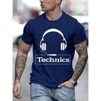 Technics Ausinių Spausdinimo Marškinėliai Vyrams Harajuku Mados Marškinėlis Per dydį Vasariniai Trumpomis Rankovėmis Marškinėliai Madingi Laisvi DJ Marškinėliai Viršutiniai Drabužiai L juoda