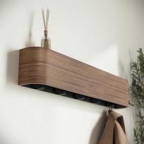 Sieninė drabužių kabykla, prieškambario organizatorius su paslėptais kabliukais, riešuto medienos plokštė, 1 vnt. 5 Hooks gray
