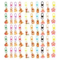 24/50 vnt. Kapibaros raktų pakabukų rinkinys Animacinis dervos lėlės pakabukas Raktų pakabukai Metalinis raktų žiedas 50pcs beige
