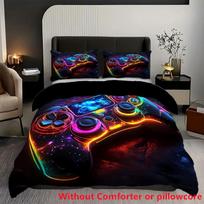 Colorful Gamepad 3D Print Quilt Cover Set Fashion Cool Fragment Game Console Bedding Set Polyester Soft Comfortable Duvet Cover 173x218cm 2pcs gray