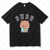 Kawaii Bubu Dudu Panda Lokas Grafiniai Marškinėliai Vasariniai Moteriški/Vyriški Medvilniniai T-shirtai Animacinis Mielas Spausdinimas Poros Marškinėliai Laisvalaikio Mergaičių Viršutiniai Drabužiai XL beige