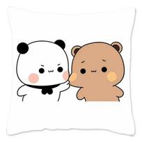 Bubu and Dudu Pillow Case Home Decoration Polyester Cushion Cover for Sofa Throw Pillow Cover Funny Cute Panda Bears Printing 16x16Inch