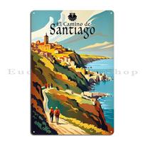 Camino De Santiago Plakatas Žemėlapis Šv. Jokūbo Kelias Metaliniai Ženklai Plaketės Šventė Mes tiesiog einame vienas šalia kito Skardinis ženklas Plakatai 20x30cm black