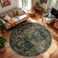 Gyvybės medis kilimas William Morris kilimas Kilimas Morris stiliaus Menas Botaniniai lapai Apskritas kilimas Gėlių akcento kilimas Gamta Apvalūs kilimai 120x120cm