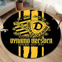 SG Dynamo Dresden apvalus kilimas, kilimėlis svetainei, miegamajam, sofai, žaidimų kambariui dekoruoti, neslystantis grindų kilimėlis 80cmx80cm yellow
