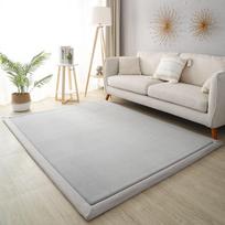 Didelis tatami kilimas svetainei, vaikams, kūdikiams ropojant, miegamojo grindų kilimėliai, storos žaidimų kilimėliai, koralinis vilnos minkštas čiužinio kilimas 100x100cm šviesiai pilka spalva
