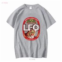 Leo Alaus Logotipo Marškinėliai Mėlyni ilgomis arba trumpomis rankovėmis vintažiniai Išskalbti Kvėpuojantys Laisvalaikio Unisex Patogūs streetwear Tampri L gray