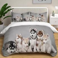 Huskies Soft Duvet Cover Set Bed Decoration First Choice Gift Suitable for Children Kids plus Adult Peoples Soft Comfortable plus Breathable 135*200cm Eu-Single gray