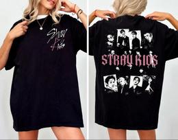 Stray Kids dvipusiai marškinėliai, Stray Kids Kpop marškinėliai, Straykids marškinėliai, Kpop muzikos gerbėjų dovanos, Straykids marškinėliai gimtadieniui, Kpop marškinėliai vaikams ir jaunimui M white