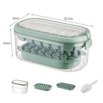 Spaudos tipo ledo kubelių gaminimo mašina su laikymo dėžute Creative Ice Cube formelės Nešiojami konteineriai Didelės talpos ledo dėžutė vakarėlio baro įrankiui Virtuvės įrankis žalia
