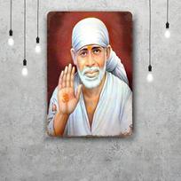 Sai Baba Retro Vintažinis skardinis ženklas Plakatas Dekoratyvinė plokštelė Metalinė plokštelė Sienų dekoras 20x30cm（7.8x11.8inch） white
