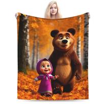 M-Maša ir Lokys pledas Minkštas naujoviškas pliušinis patalynės užtiesalas mergaitėms berniukams lauke flanelinis lovatiesis lovos uždangalas 180x230cm