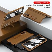 Odinis telefono dėklas, skirtas Samsung Galaxy Z Fold 7 6 5 4 3 Fold7 Fold6 Fold5, su magnetiniu vyriu, stoveliu, galiniu dangteliu ir veidrodine plėvele YYC006 Galaxy Z Fold5