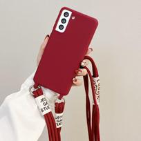 Kryžinė virvelė-dirželis dėklui Samsung Galaxy A16 A36 A17 A55 A35 S24 FE S25 S26 Ultra, vienspalvis silikoninis minkštas dėklas Galaxy S26 Plus&Case & Strap