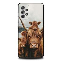 Mielas Škotijos galvijas telefono dėklas Samsung S25,S24,S21,S22,S23,S30,Ultra,S20,Plus,Fe,Lite,Note,10,9,5G Juodas dangtelis Samsung S235G gray