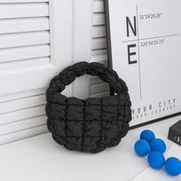 Mini Pūsta Rankinė Dygsniuota Apskrita Telefono Piniginė Elegantiška Violetinė Minkštas Nailonas Paminkštintas Raktų Dėklas Paprasta Madinga Rankinė gray