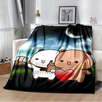 Mielų Bubu ir Dudu serijos pledas Flanelinis Jaukus Minkštas Fleece Lovatiesė Klasikinis Animacinis Pledas, Decke 75x90cm gray