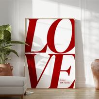 Modern Retro Love Poster Vintage 70s Love Quote Red Typography Wall Art Canvas Painting Posters For Living Room Home Decor 30X40CM No Framed red