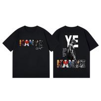 Rapper Kanye West Tour 2026 Tshirts Unisex Women Fashion Trend Hip Hop T Shirts Summer Casual Loose Cotton Short Sleeve Tshirt L black