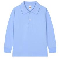 Vaikiški unisex ilgomis rankovėmis polo marškinėliai, mokyklinio stiliaus, grynos medvilnės, su atvartu ir spausdintu dizainu 100 cm gray