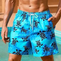 Vyriškos vėžliukų ir jūros būtybių maudymosi šortai Board Shorts Šortai Vidutinio juosmens Streetwear Havajietiški Atsipalaidavę Kasdieniai M blue