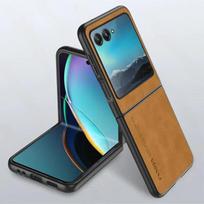 Prabangus avikailio odos dėklas Motorola Razr 70 60 Ultra 2025/25/26 Razr 70/60/50/40 Ultra Atsparus smūgiams Kietas plastiko telefono dėklas For Razr 70 ruda