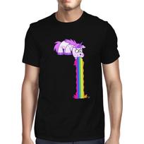 1Tee Mens Unicorn Puking and Being Sick Rainbow Juice T-Shirt M black