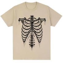 90s Vintage Style Rib Cage Graphic T Shirts Men Women Punk Y2k Harajuku Summer T-shirts Hip Hop Streetwear Oversized Tshirt XXXL gray